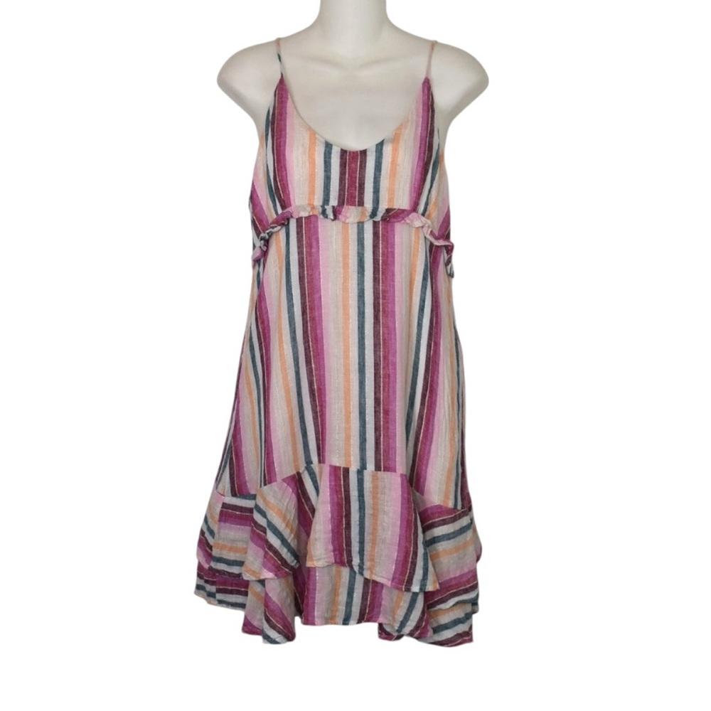 Rails Martina Avila Stripe Babydoll Mini Sundress Linen Blend Small Spring Y2K